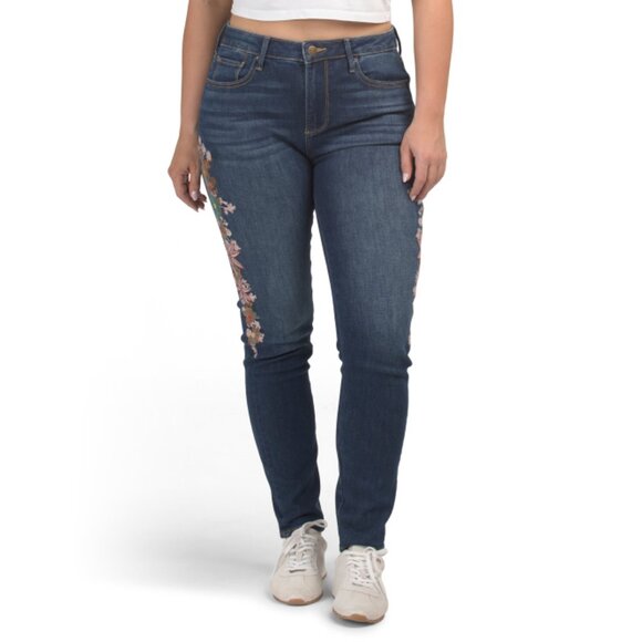 DRIFTWOOD JEANS Dark Wash Jackie X Far East Floral Embroidered Jeans - Picture 1 of 2